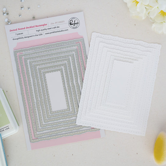 Pinkfresh - Dotted Nested Deckled Rectangles Die Set