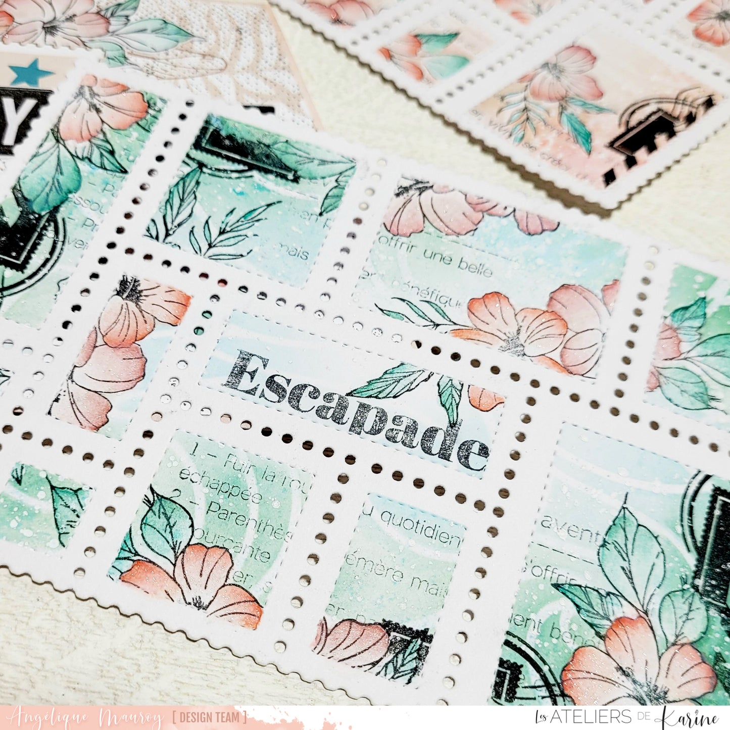 Les Ateliers de Karine - Carte Postale - Blocs de Timbres Die Set