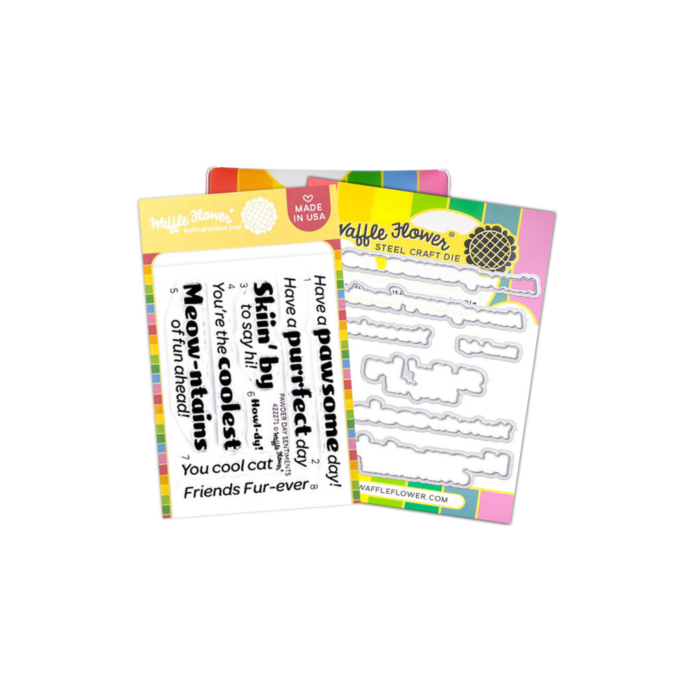 Waffle Flower - Pawder Day Sentiments Stamp & Die Bundle