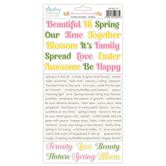 Mintay - Blossom Serenity - Words Paper Stickers