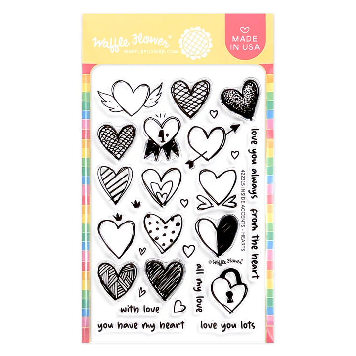 Waffle Flower - Inside Accents - Hearts Stamp Set