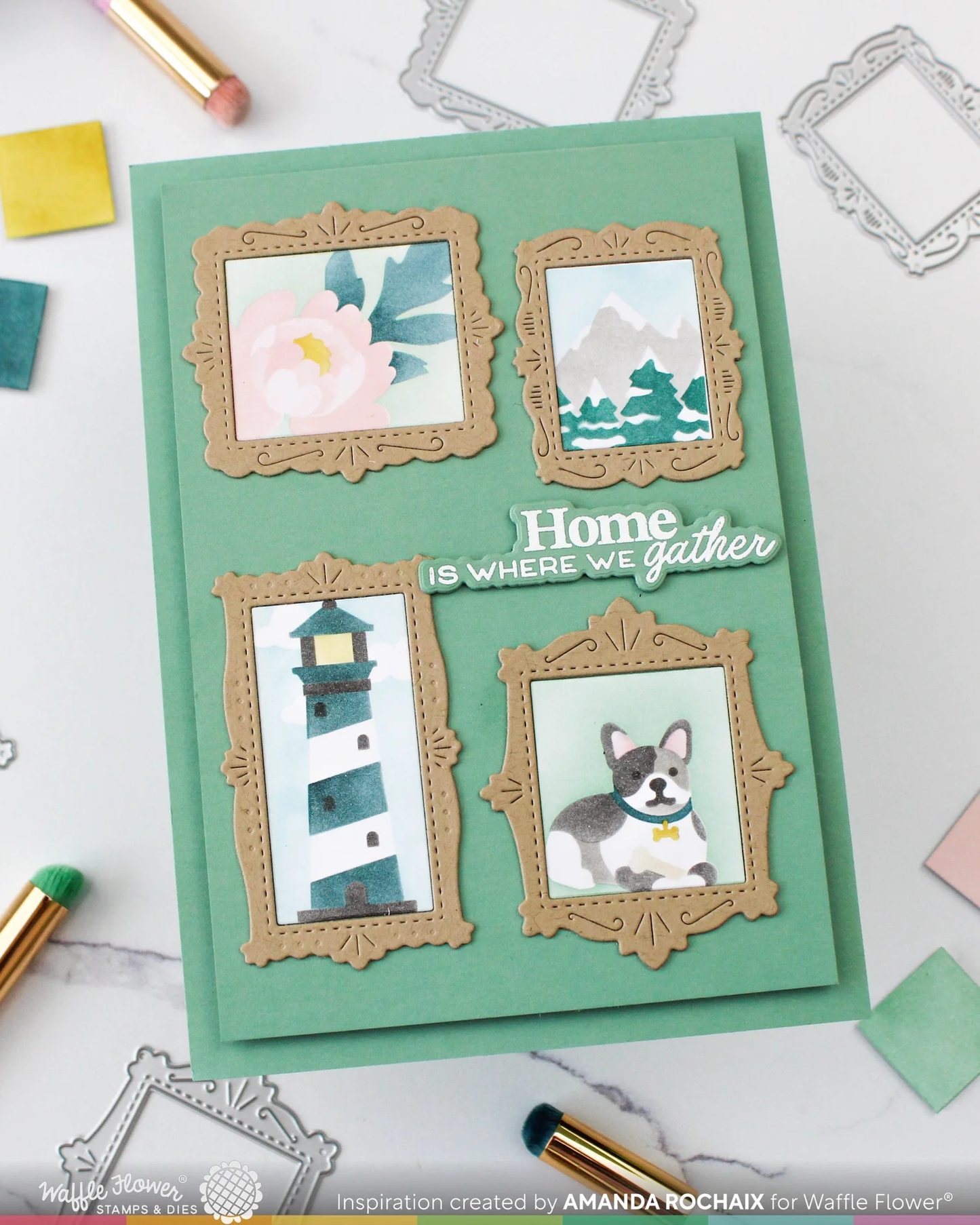 Waffle Flower - Postage Collage - Woof Stencil