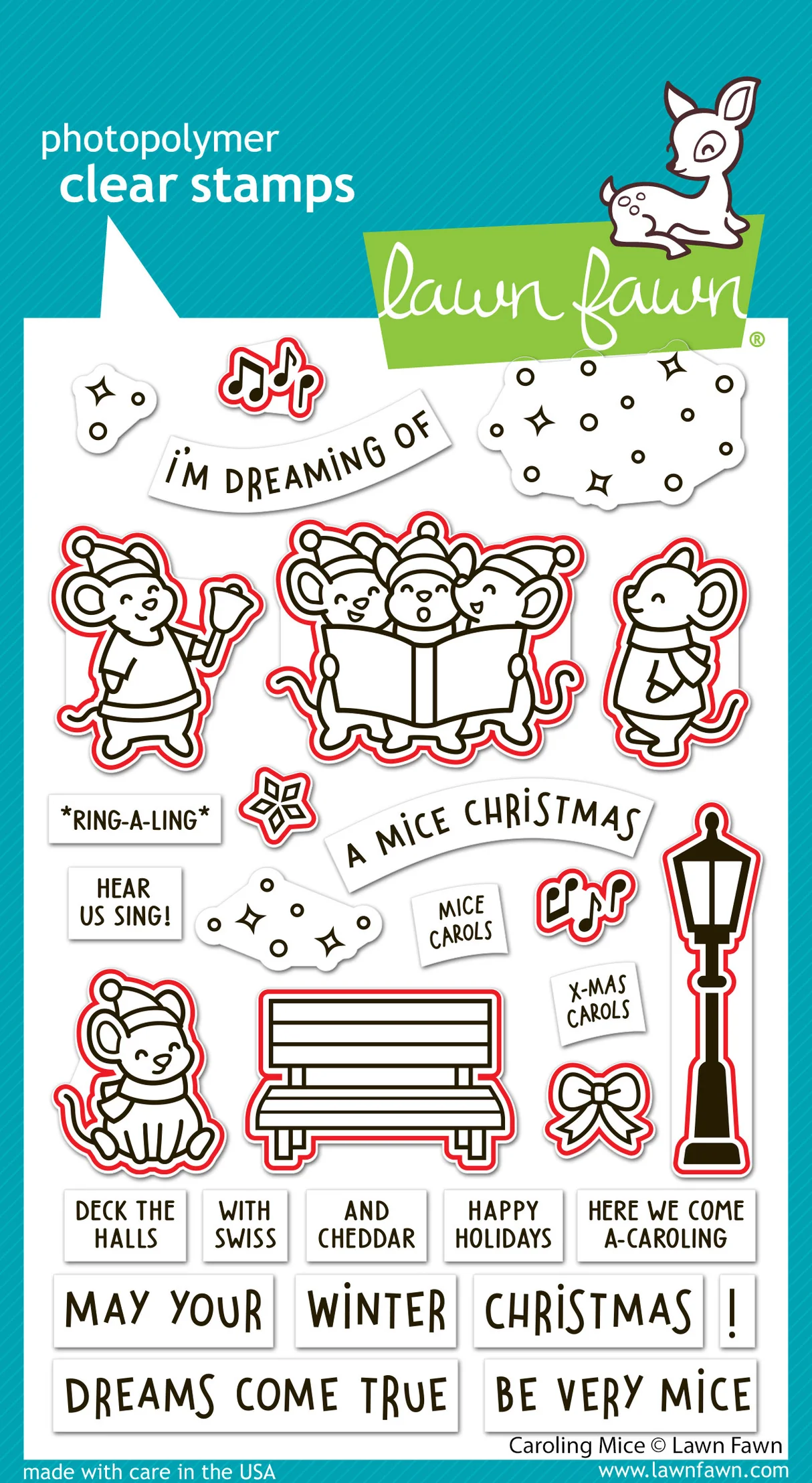 Lawn Fawn - Caroling Mice Stamp, Die and Stencil Bundle
