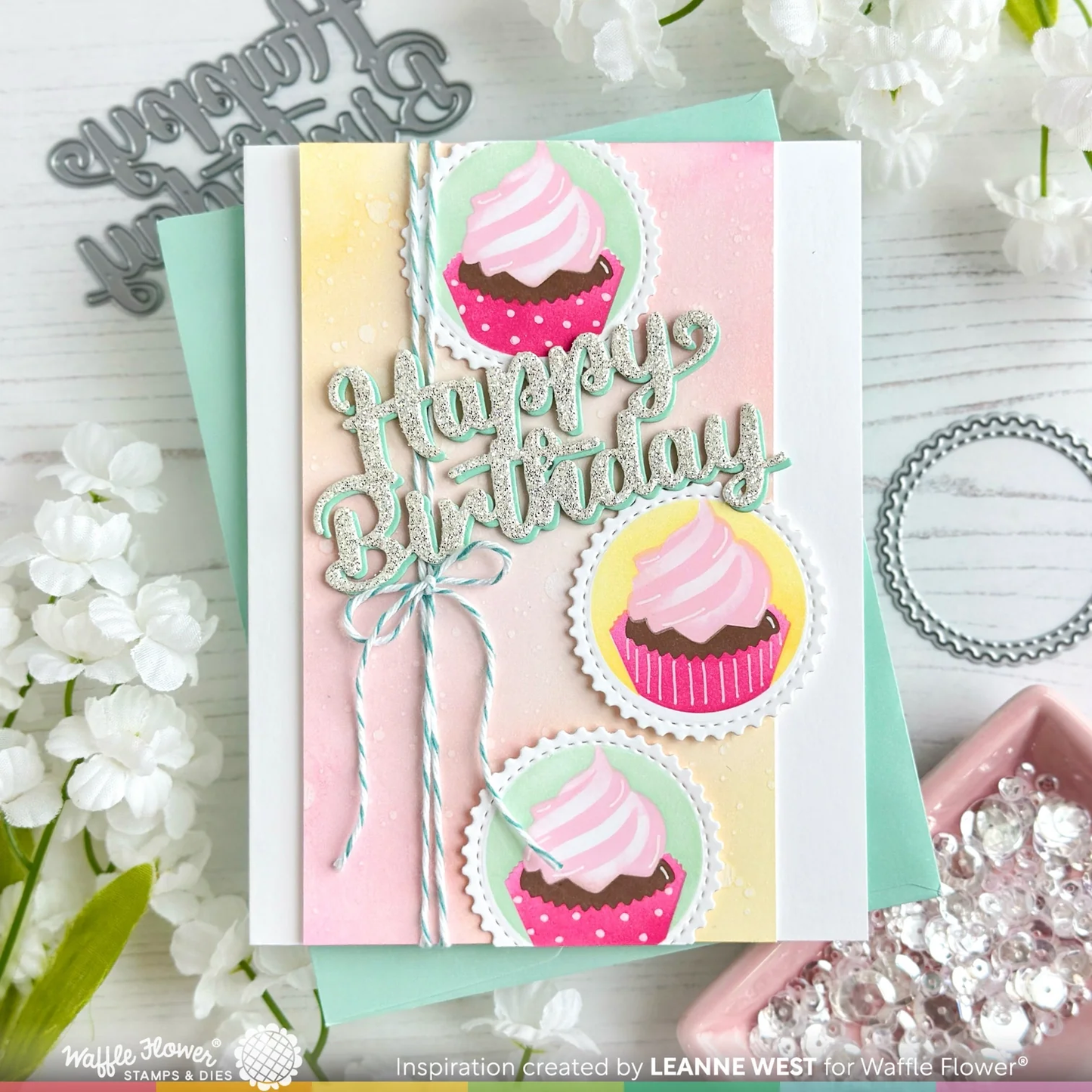 Waffle Flower - Postage Cupcake Die-n-stencil Bundle