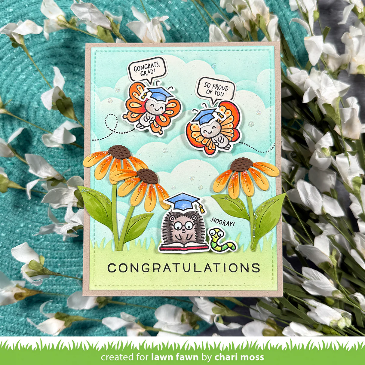 Lawn Fawn - All the Grad Caps Stamp, Die & Stencil Bundle