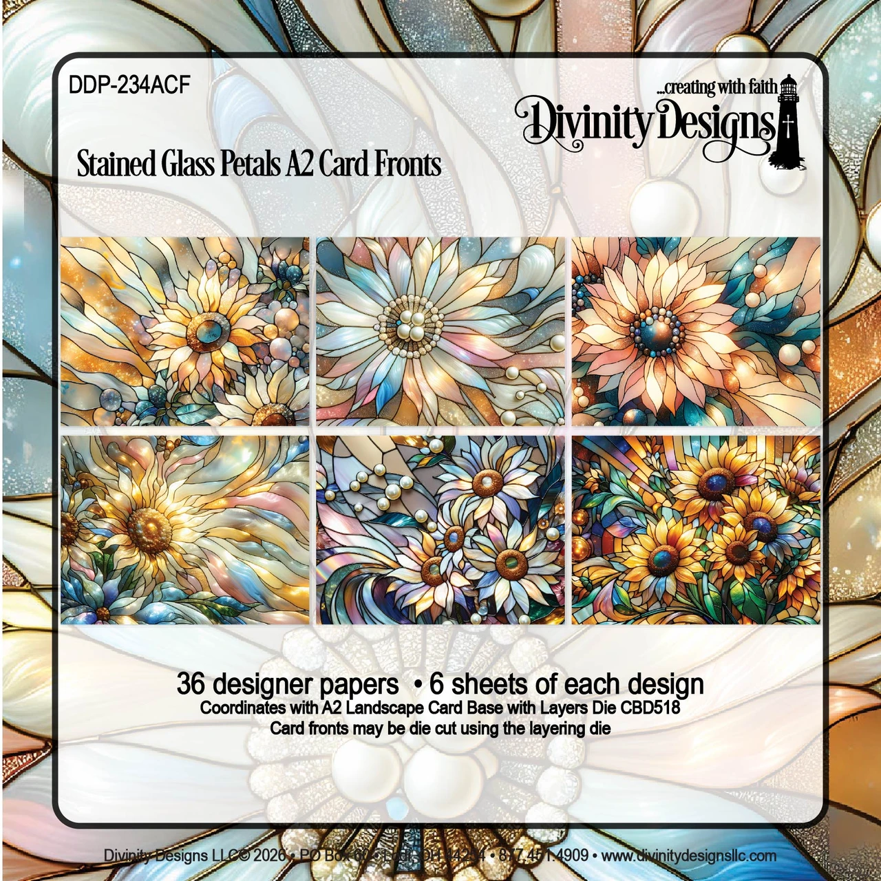 Divinity Designs - A2 Card Fronts - Stained Glass Petals