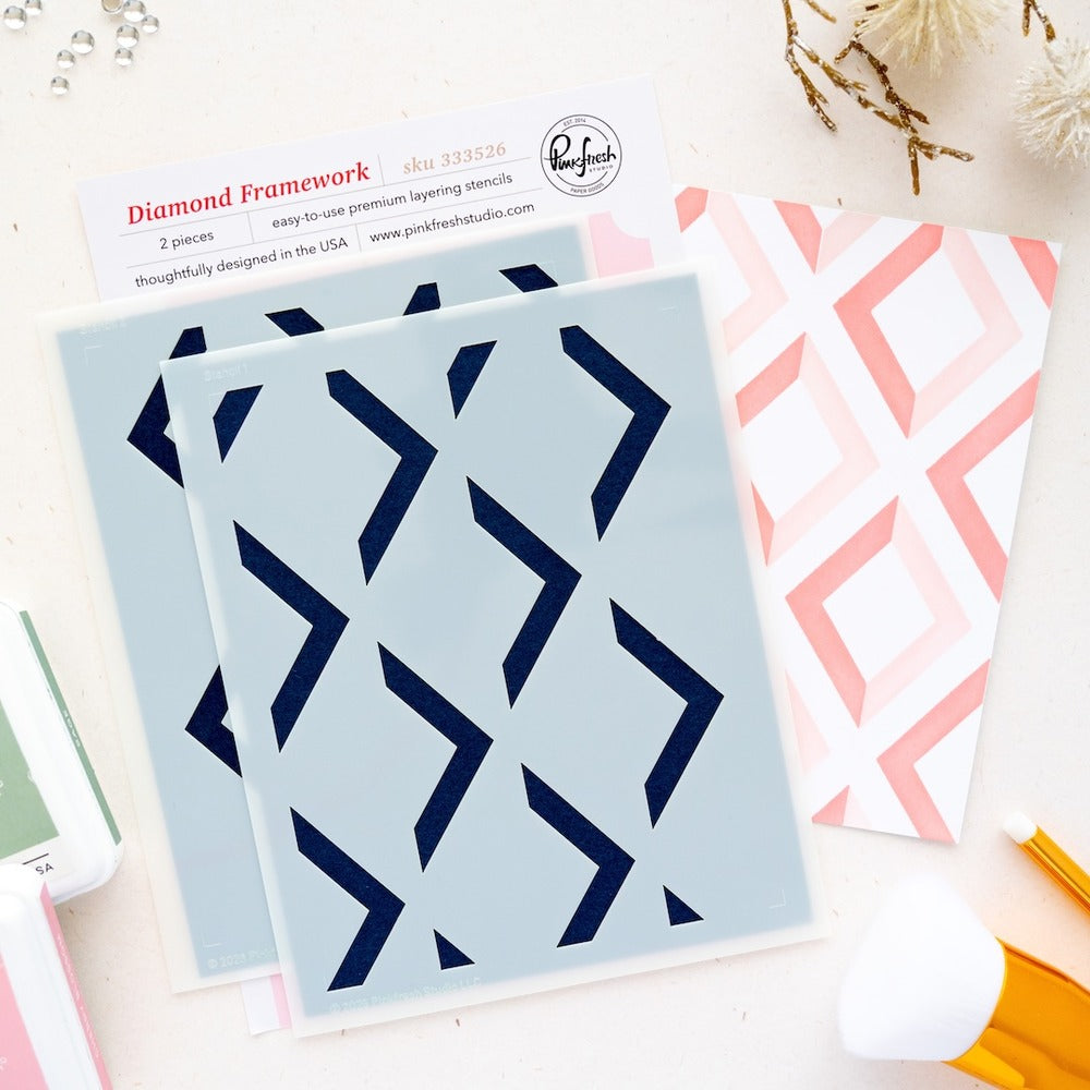 Pinkfresh - Diamond Framework Stencil