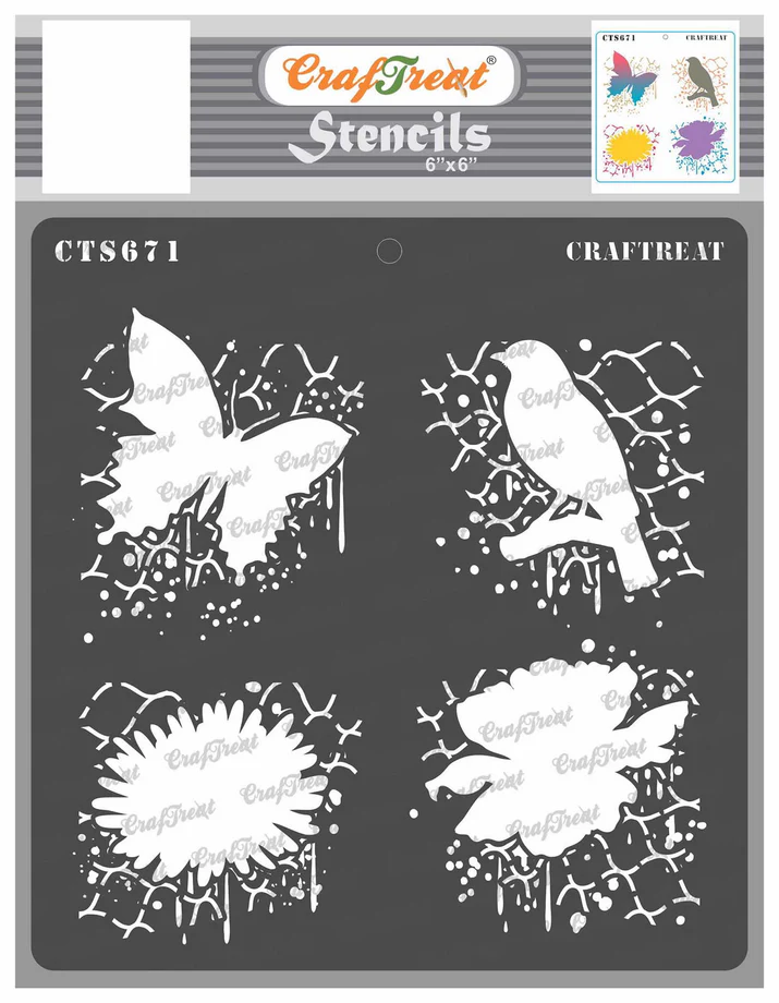 CrafTreat - Grunge Flowers and Butterflies Stencil