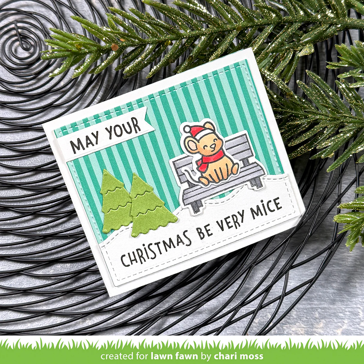Lawn Fawn - Caroling Mice Stamp, Die and Stencil Bundle
