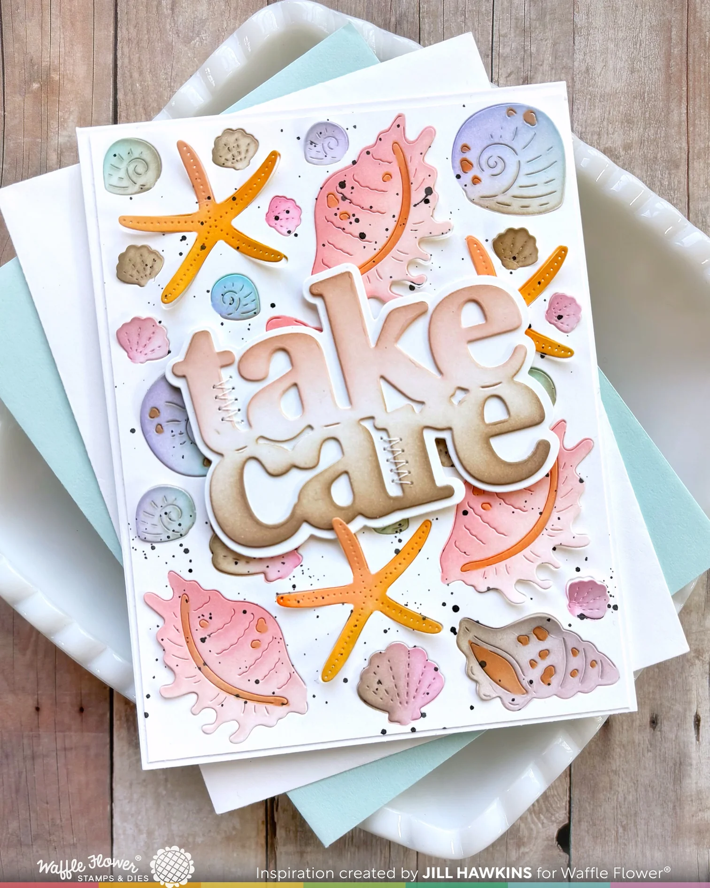 Waffle Flower - Seashell Texture Die & Stencil Bundle