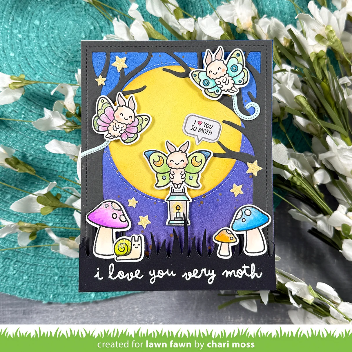 Lawn Fawn - I Like Cute Moths Add-On Stamp & Die Bundle