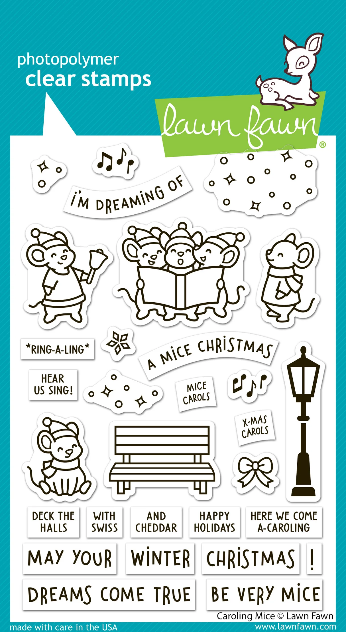 Lawn Fawn - Caroling Mice Stamp, Die and Stencil Bundle