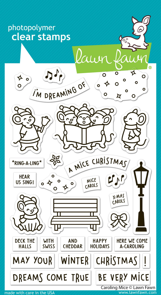 Lawn Fawn - Caroling Mice Stamp, Die and Stencil Bundle