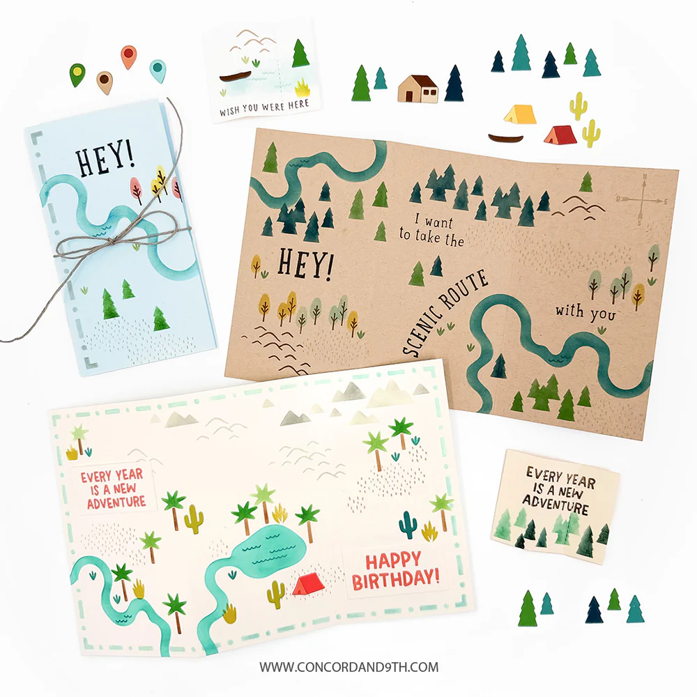 Concord & 9th - Adventure Awaits Stamp, Die & Stencil Bundle
