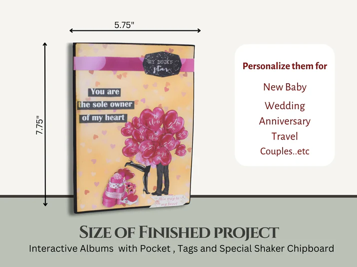 CrafTreat - Blank Precut Album Base - Book Box Shaker Tag: Black & Kraft