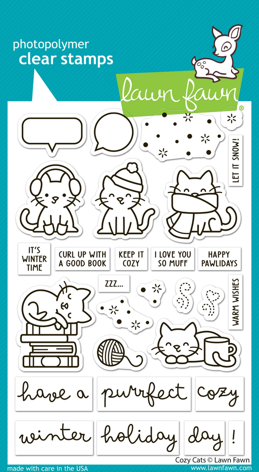 Lawn Fawn - Cozy Cats Stamp, Die and Stencil Bundle