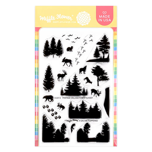 Waffle Flower - Postage Collage - Forest Sunset Stamp Set