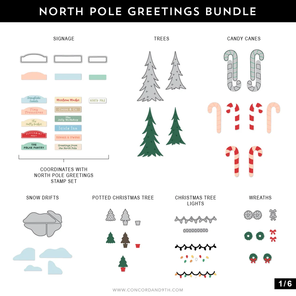 Concord & 9th - North Pole Greetings Stamp & Die Bundle