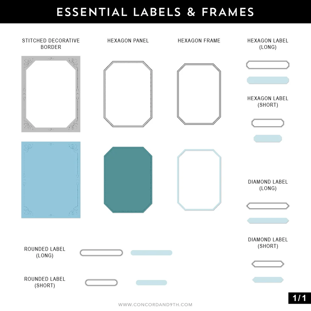 Concord & 9th - Essential Labels & Frames Die Set