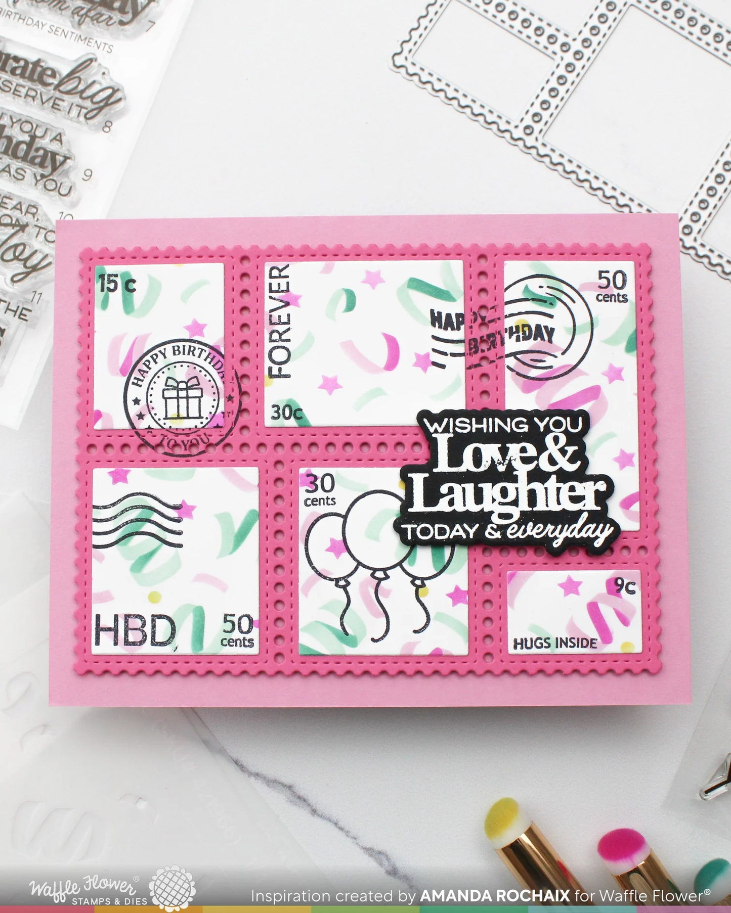 Waffle Flower - Sweet Birthday Sentiments Stamp & Die Bundle