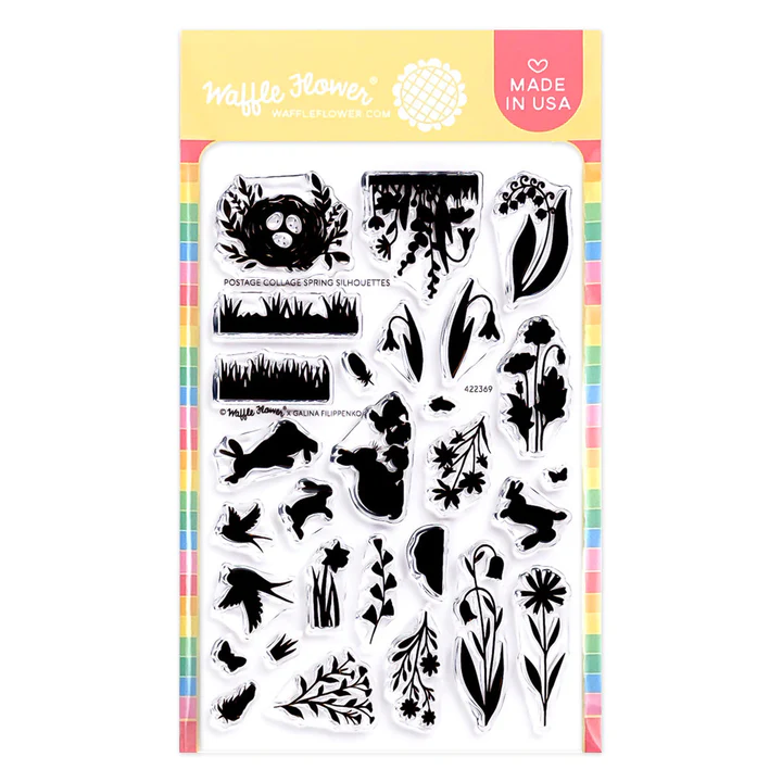 Waffle Flower - Postage Collage - Spring Silhouettes Stamp Set