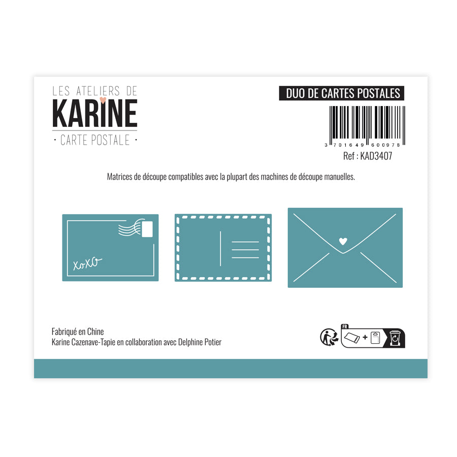 Les Ateliers de Karine - Carte Postale - Duo Des Cartes Postale Die Set
