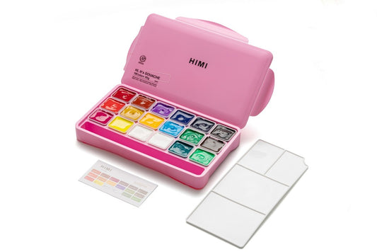 HIMI - Jelly Cup Gouache Paint Set - Pink Case: 18 Cup