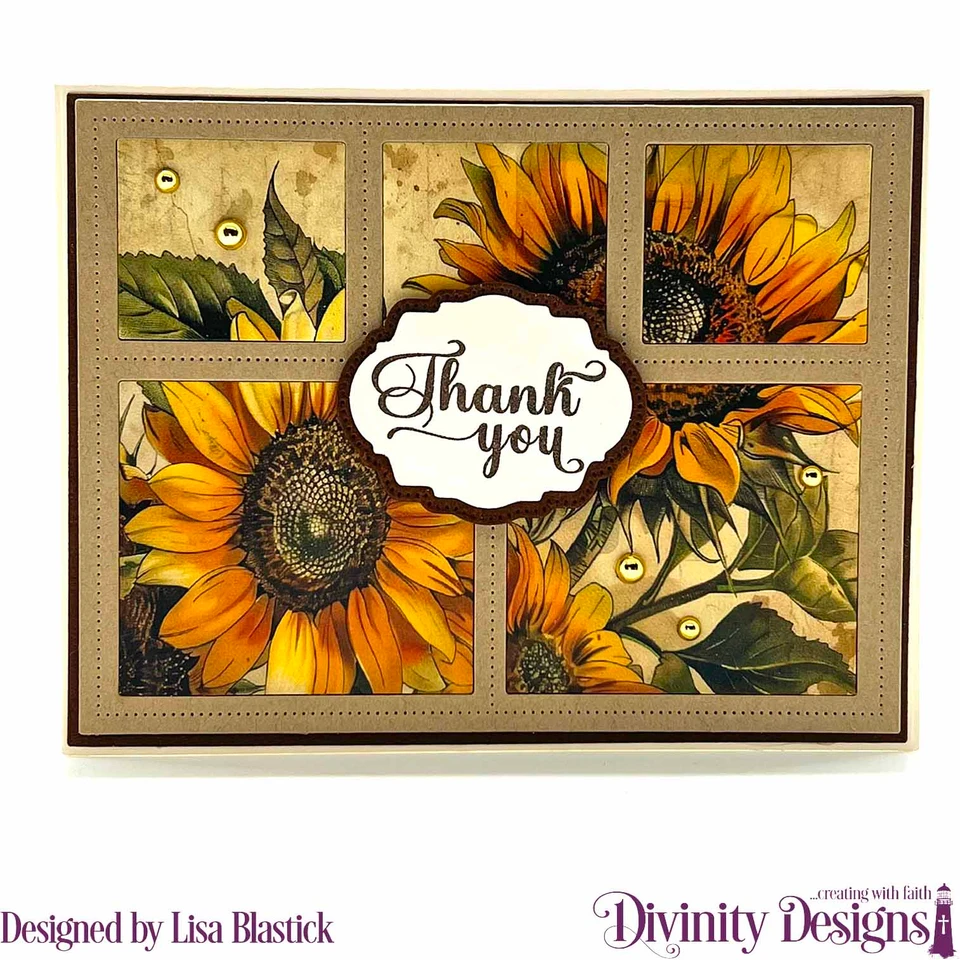Divinity Designs - A2 Card Fronts - Vintage Sunflowers