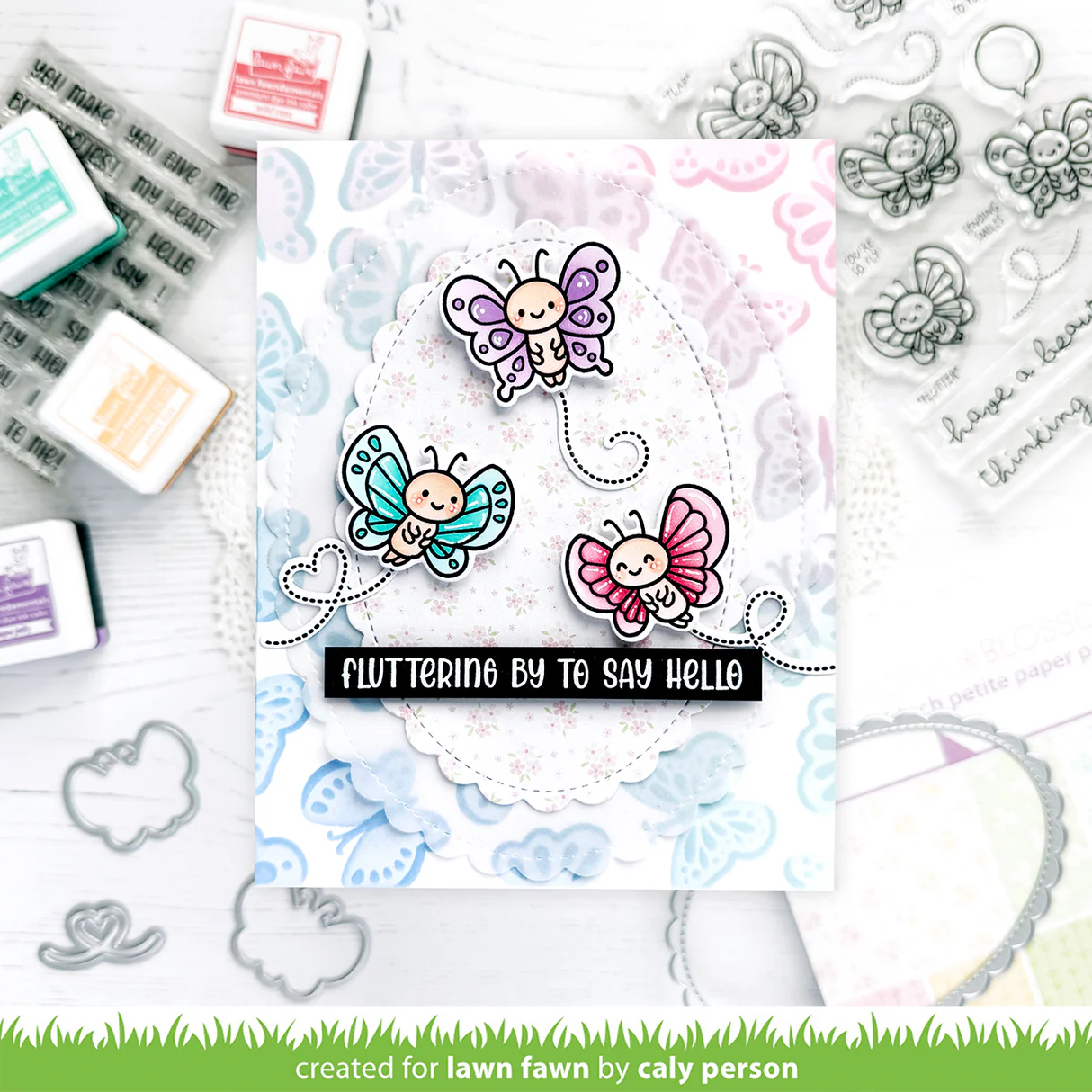 Lawn Fawn - I Like Big Butterflies Stamp, Die & Stencil Bundle