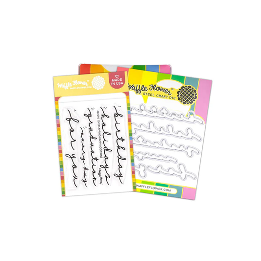 ***PRE-ORDER*** Waffle Flower - Overlapping Happy Additions Stamp & Die Bundle