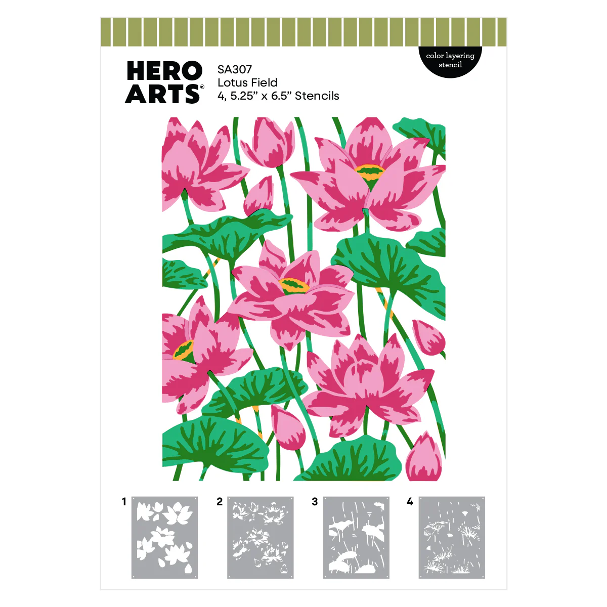 Hero Arts - Lotus Field Letterpress + Foil Plate & Stencil Bundle
