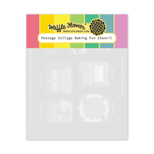 Waffle Flower - Postage Collage - Baking Fun Stencil