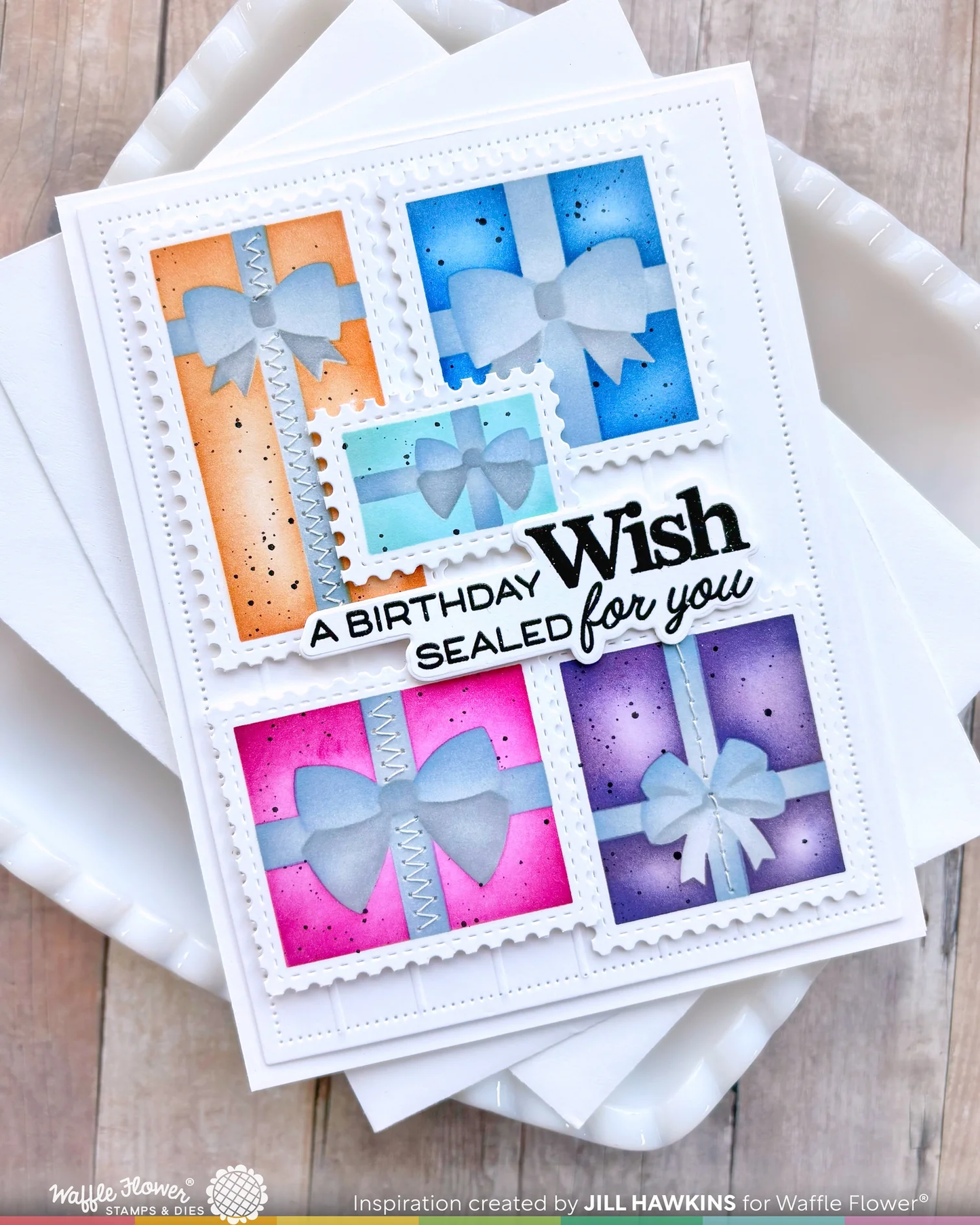 Waffle Flower - Postage Collage - Gifts Stencil