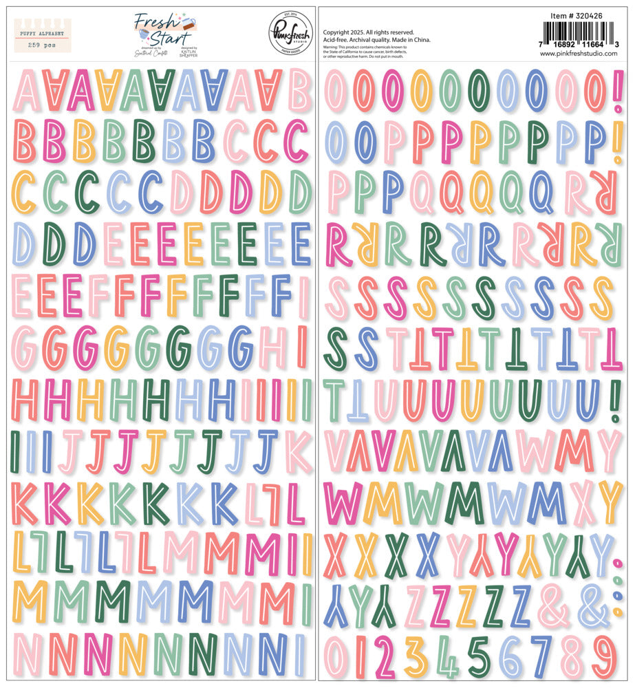 Pinkfresh - Fresh Start - Puffy Alpha Stickers