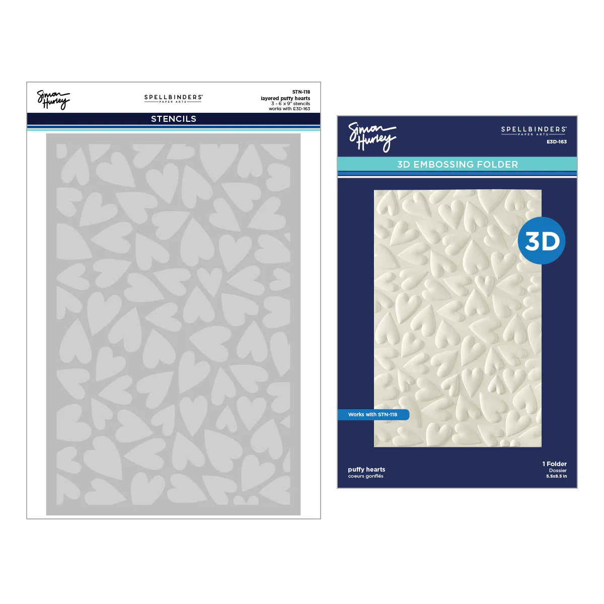 Spellbinders - 3D Folder & Stencil - Puffy Hearts by Simon Hurley