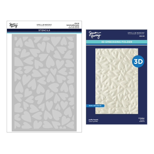 Spellbinders - 3D Folder & Stencil - Puffy Hearts by Simon Hurley