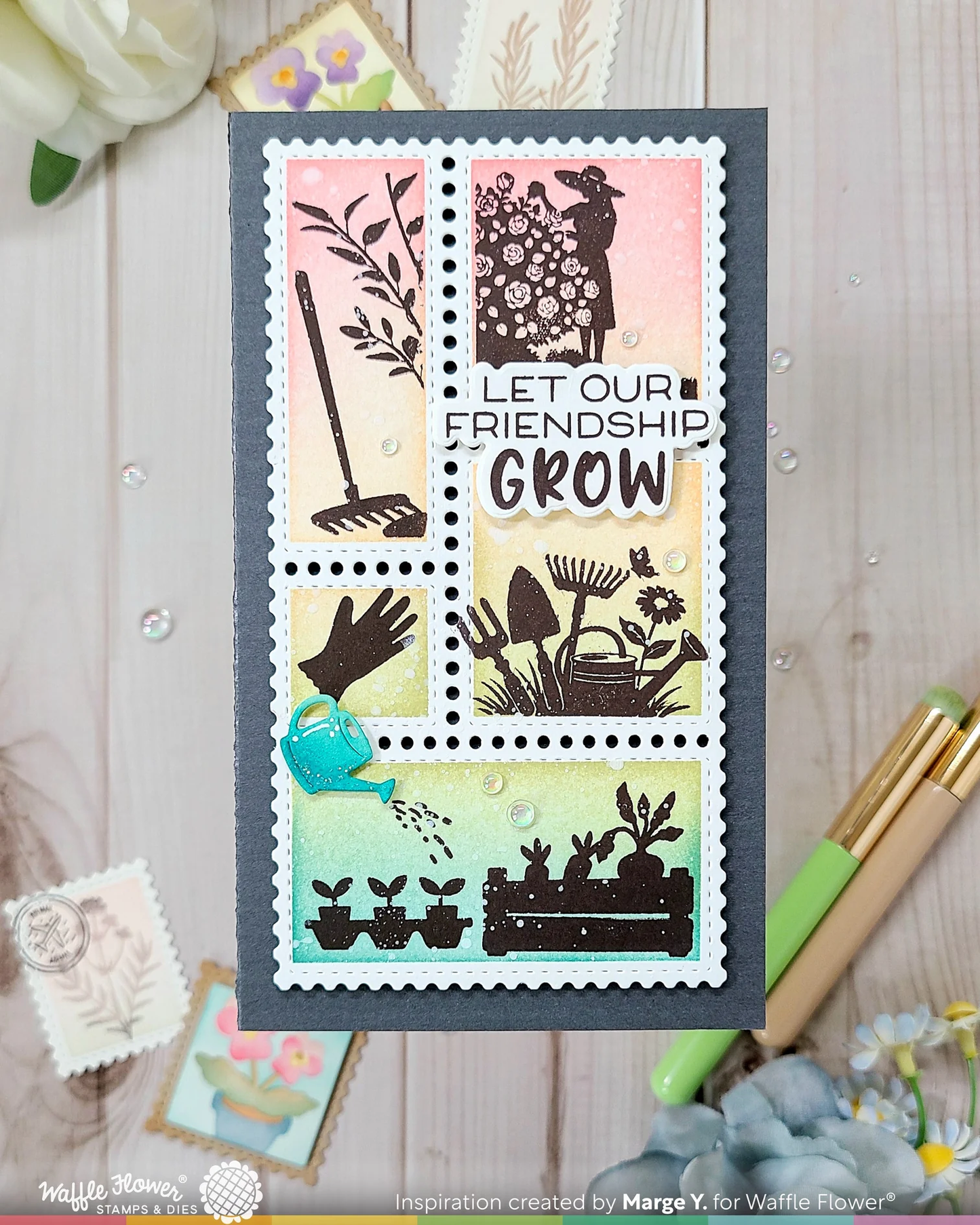 Waffle Flower - Postage Collage - Garden Silhouettes Stamp Set