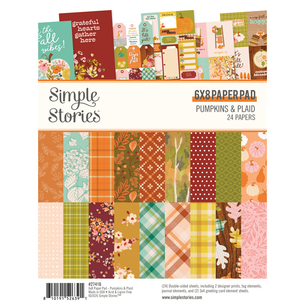 Simple Stories - Pumpkins & Plaid - 6x8 Paper Pad