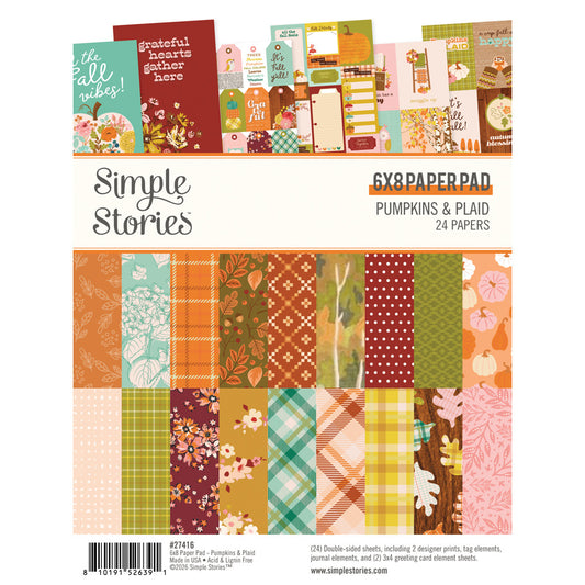Simple Stories - Pumpkins & Plaid - 6x8 Paper Pad