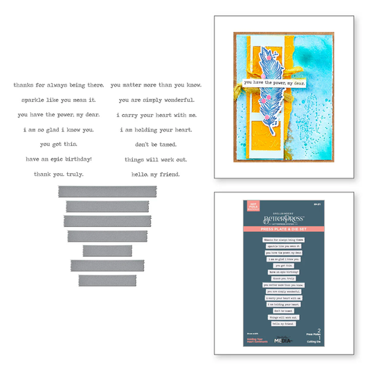 Spellbinders - BetterPress - Holding Your Heart Sentiments Press Plate & Die Bundle
