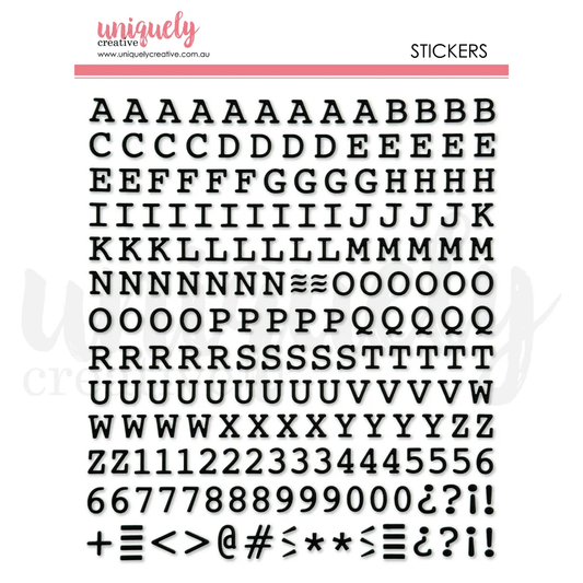 Uniquely Creative - Puffy Alpha Stickers - Black Uppercase