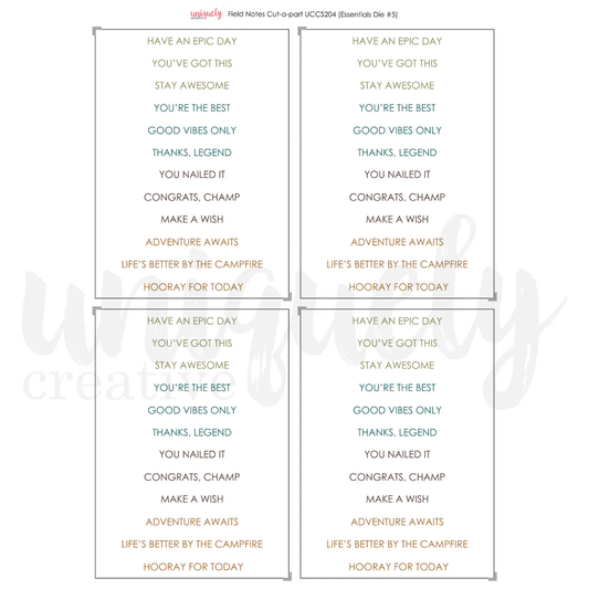 Uniquely Creative - Field Notes - Mini Cut-a-Part Sheet