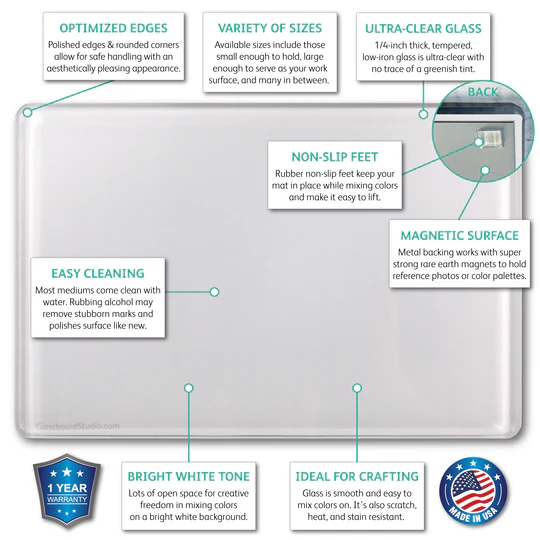 Glassboard Studio - Magnetic Glass Paint Palette - 6x9