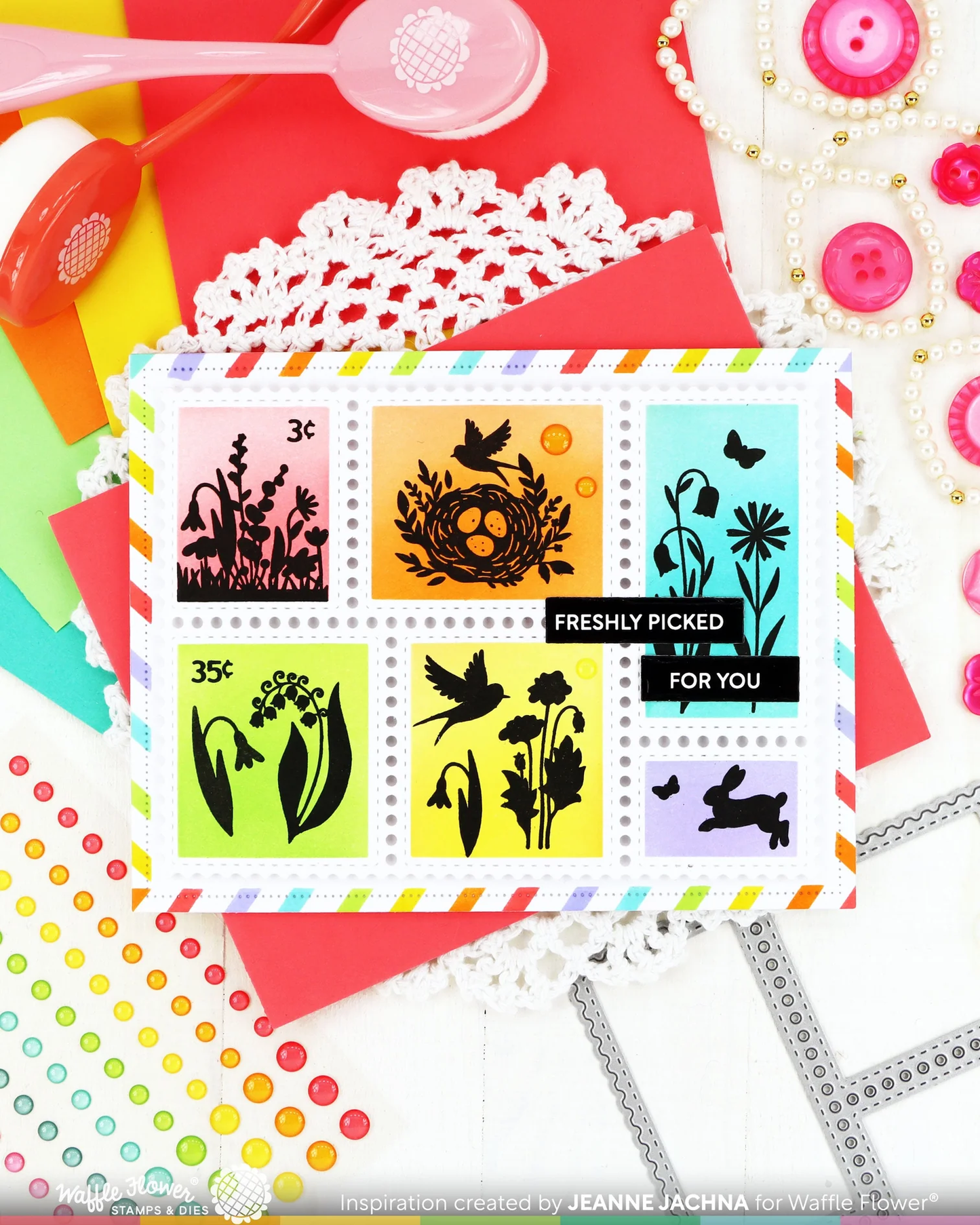 Waffle Flower - Postage Collage - Spring Silhouettes Stamp Set