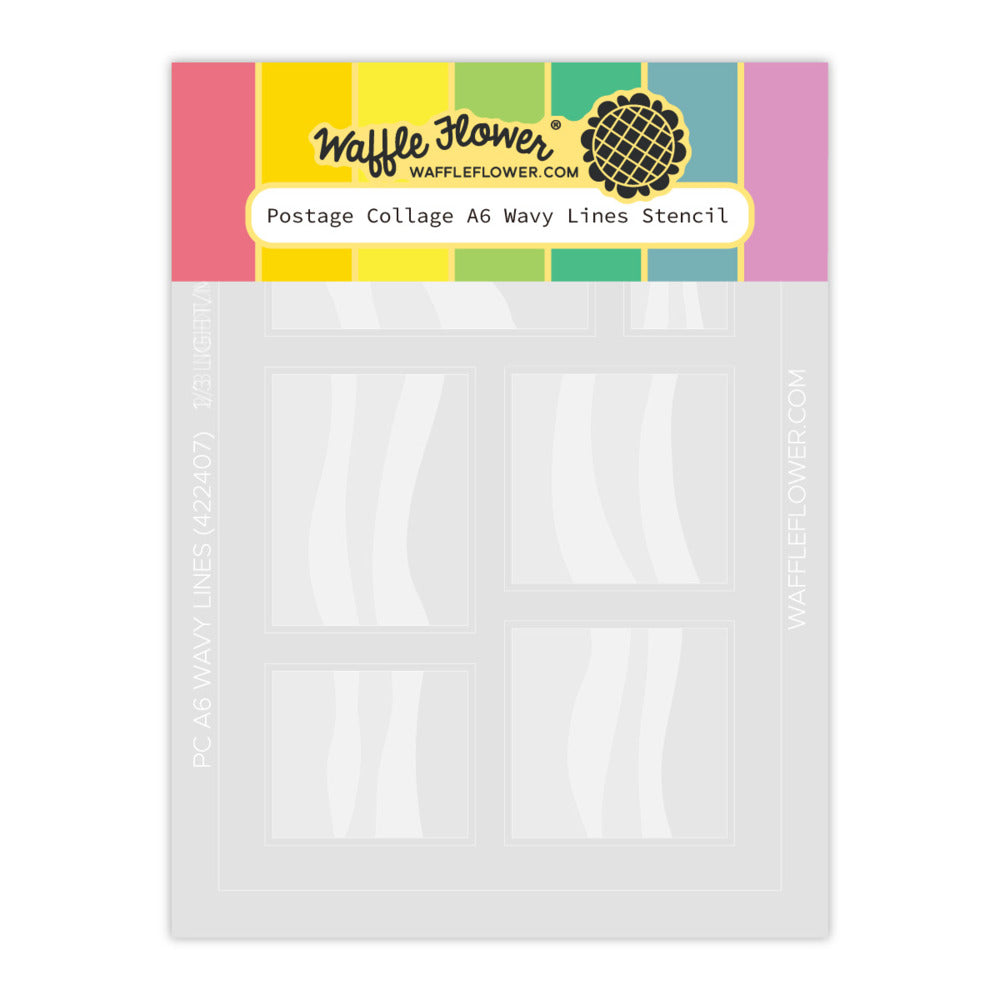 Waffle Flower - Postage Collage - A6 Wavy Lines Stencil Set