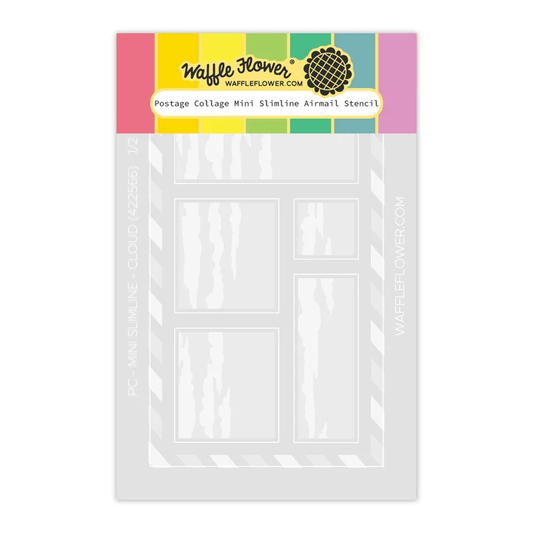Waffle Flower - Postage Collage - Mini Slimline Airmail Stencil