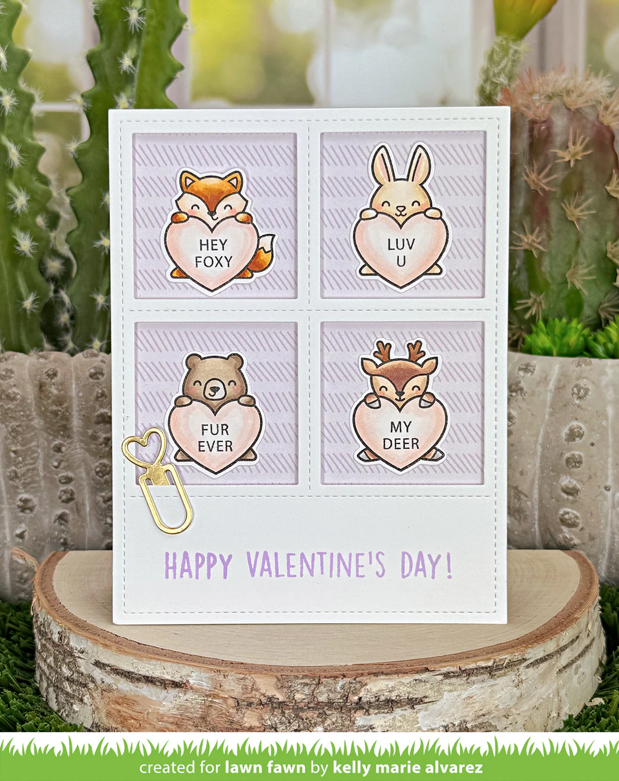 Lawn Fawn - Critter Conversation Hearts Stamp, Die & Stencil Bundle