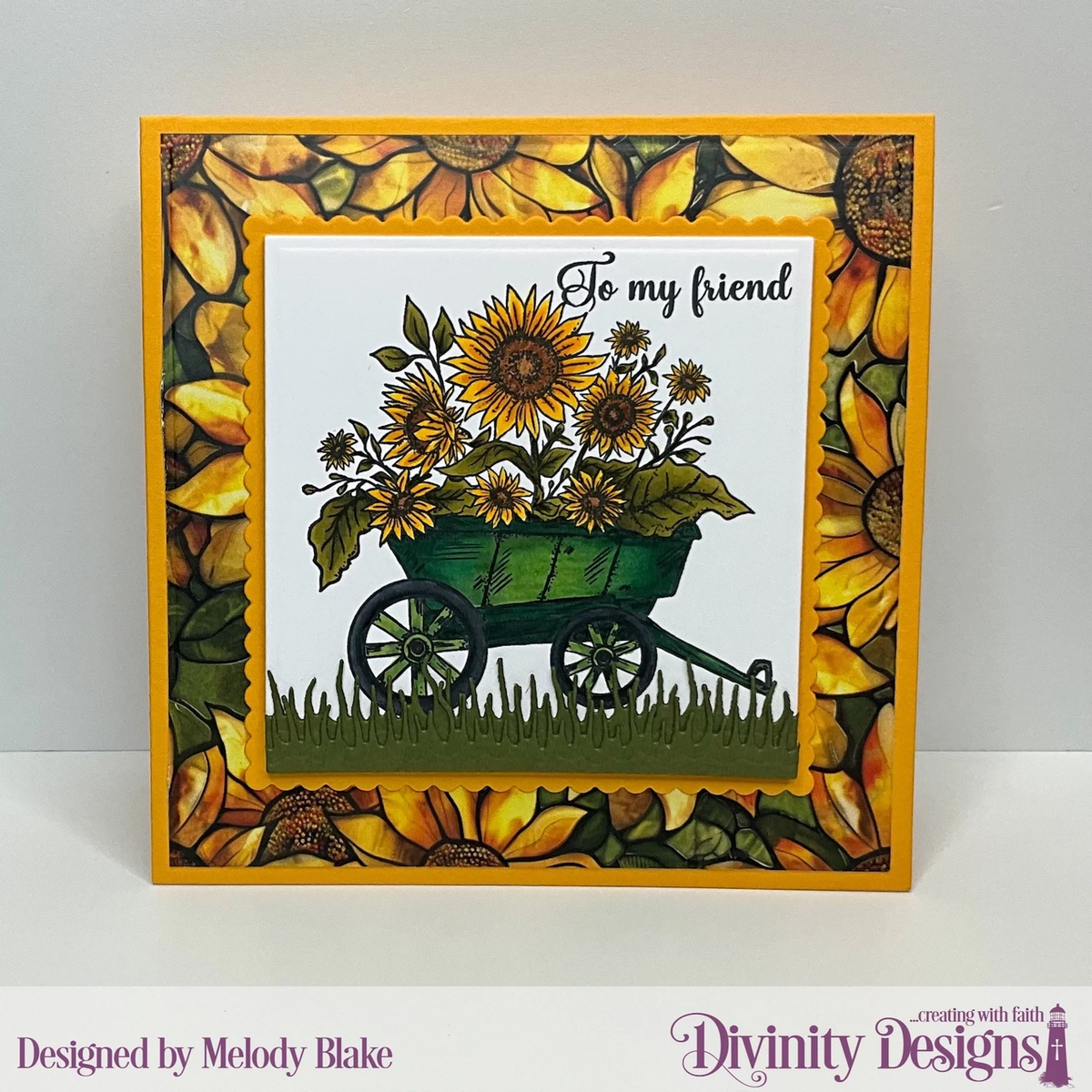 Divinity Designs - Square Card Fronts - Stained Glass Sunflower