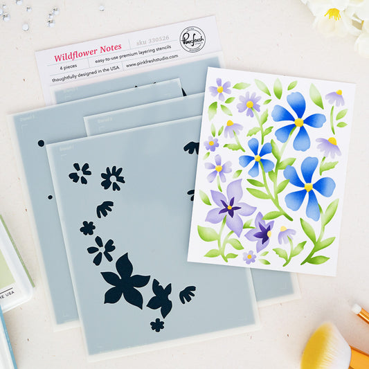 Pinkfresh - Wildflower Notes Stencil Set