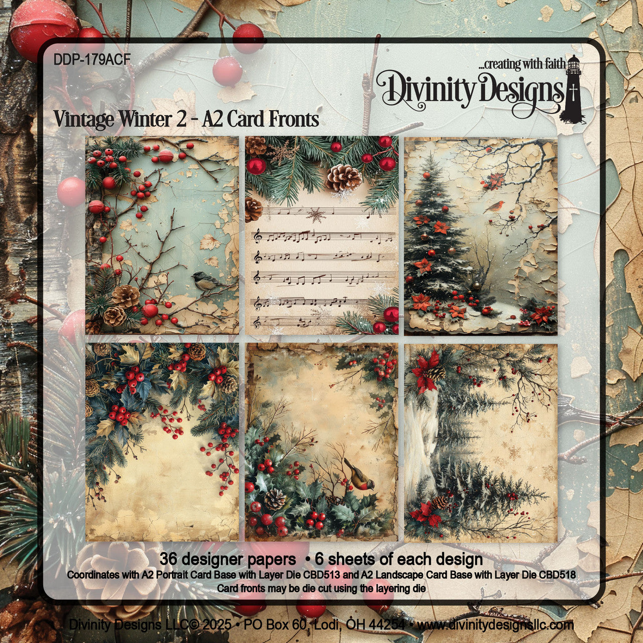 Divinity Designs - A2 Card Fronts - Vintage Winter